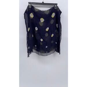 UNBRANDED Women’s Navy-Yellow Circle Sheer Scarf